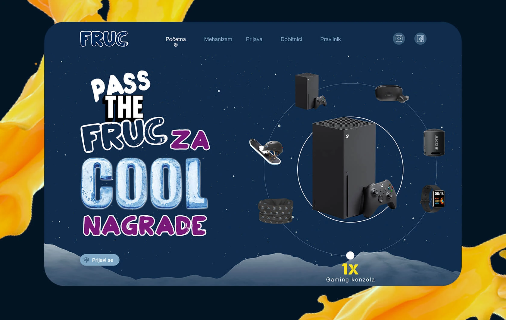 Izrada mikro sajta za nagradnu igru - Pass the Fruc - Mineweb Studio