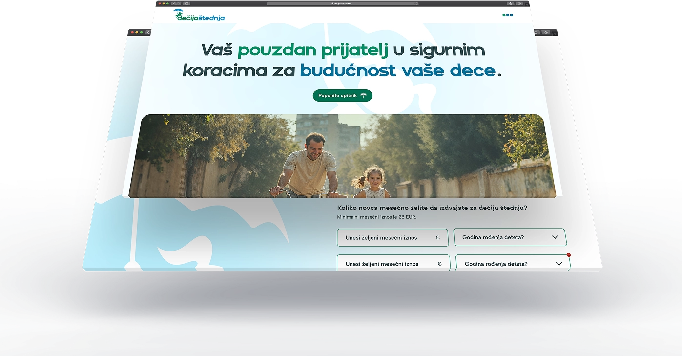Dečija štednja - Prikaz web sajt ekrana