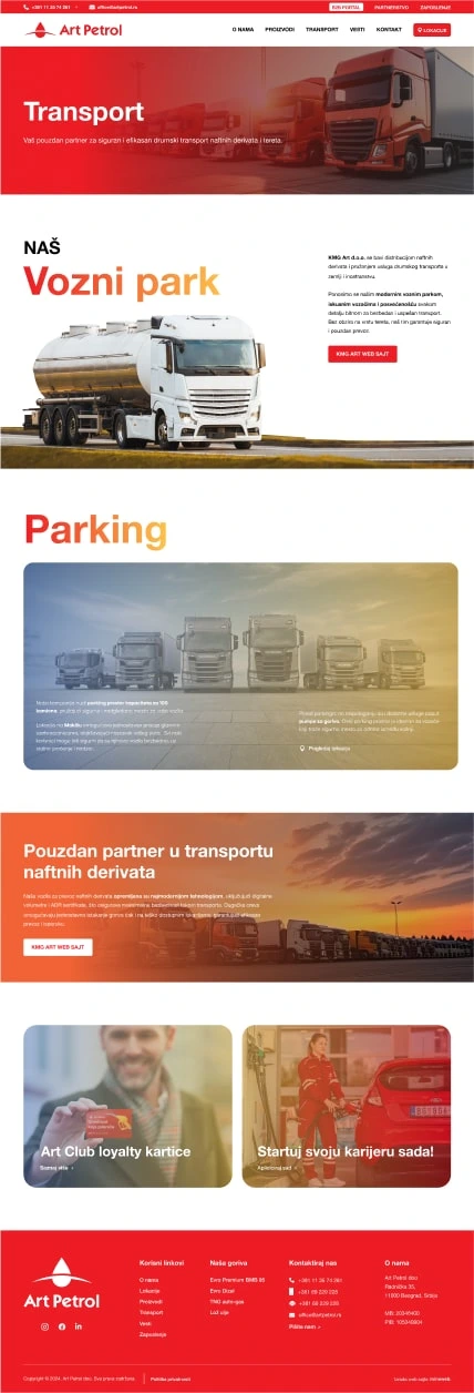 Art Petrol dizajn web sajta - Transport
